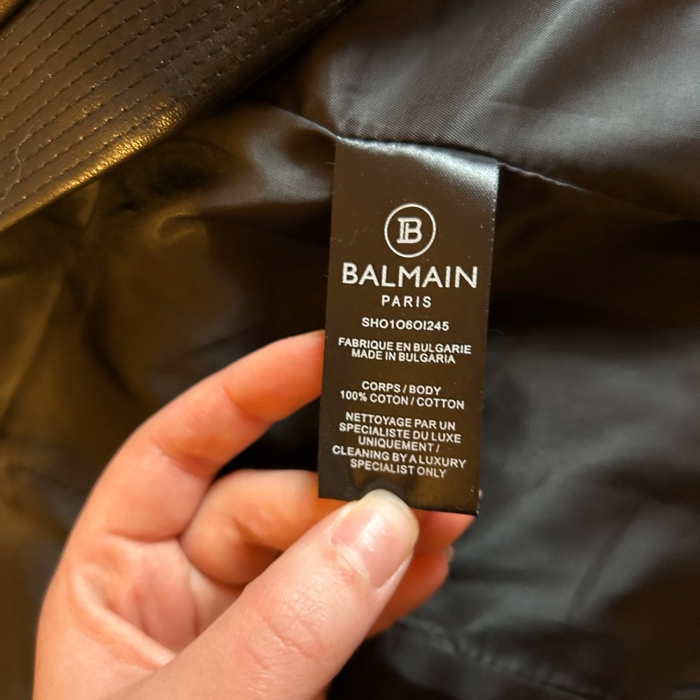 Balmain Black Leather Jacket with Gold Accent - Picture 3 of 4